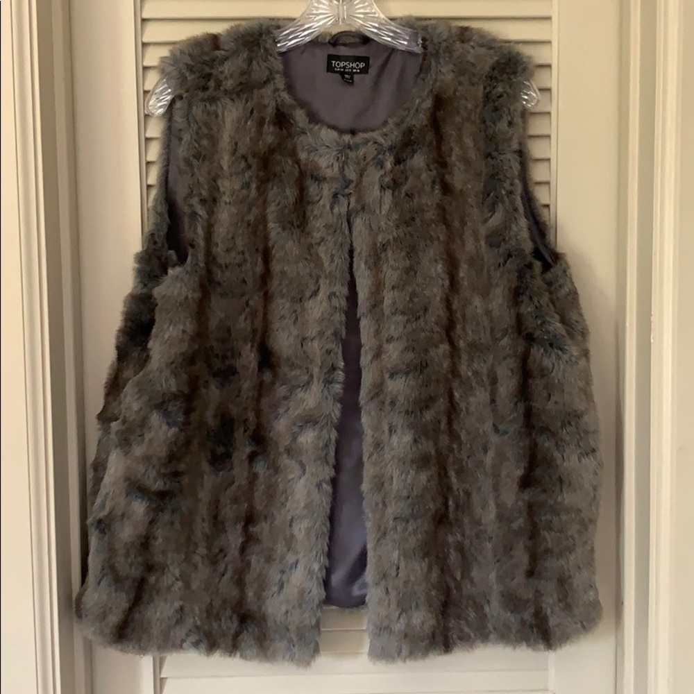 TopShop Faux Fur Gray Vest
